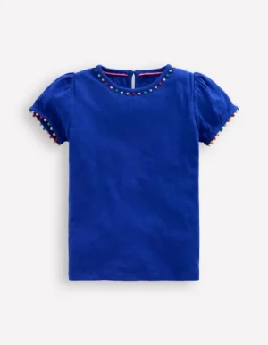 Cheap Boden Ali T-Shirt mit Puffärmeln und Bommelbesatz-Leuchtendes Blau LeuchtendesBlau