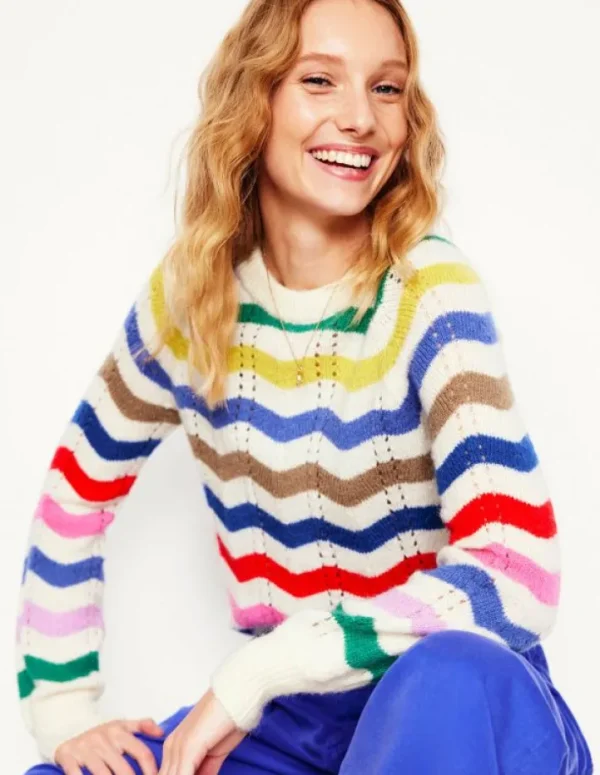 Clearance Boden Alice Flauschiger Raglanpullover- Regenbogen