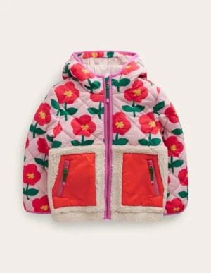 Store Boden Annabelle Jacke mit Teddyfell-Mix-Vintage-Rosa Cutout Blume Vintage-RosaCutoutBlume