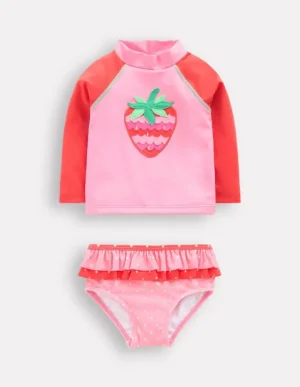 Discount Boden Badeshirt-Set mit Rüschen-Kaugummirosa Erdbeere KaugummirosaErdbeere