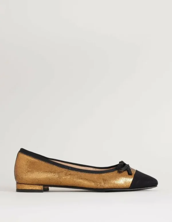 Outlet Boden Ballerinas mit Zehenkappe-Bronze Metallic Leder BronzeMetallicLeder