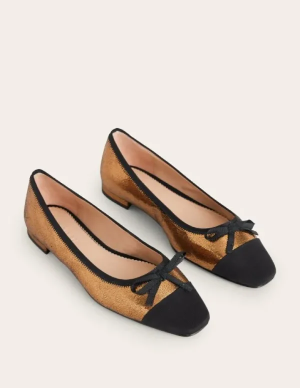 Outlet Boden Ballerinas mit Zehenkappe-Bronze Metallic Leder BronzeMetallicLeder