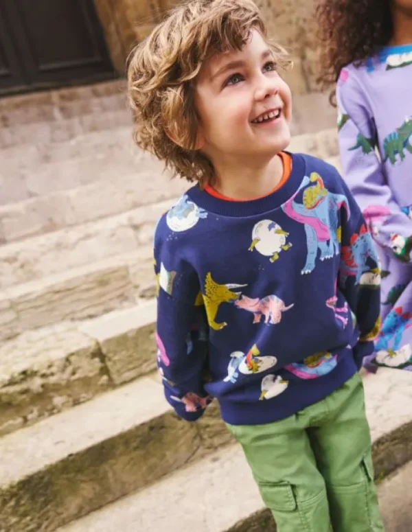 Outlet Boden Bedrucktes Sweatshirt-Bunt Dino-Familie BuntDino-Familie