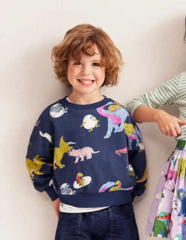 Outlet Boden Bedrucktes Sweatshirt-Bunt Dino-Familie BuntDino-Familie