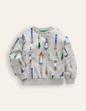 New Boden Bedrucktes Sweatshirt-Grau Meliert Raketen GrauMeliertRaketen