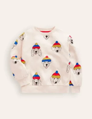 Clearance Boden Bedrucktes Sweatshirt-Haferbeige Coole Hunde HaferbeigeCooleHunde