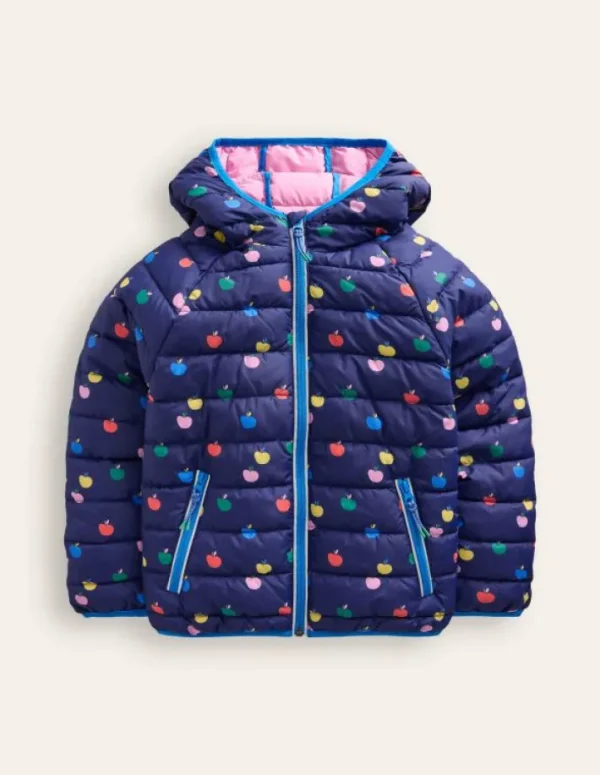 Hot Boden Bequem verstaubare, wattierte Jacke-Schuluniform-Marineblau Regenbogen Äpfel Schuluniform-MarineblauRegenbogenÄpfel