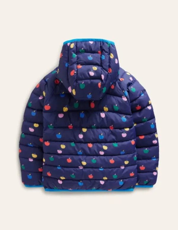 Hot Boden Bequem verstaubare, wattierte Jacke-Schuluniform-Marineblau Regenbogen Äpfel Schuluniform-MarineblauRegenbogenÄpfel