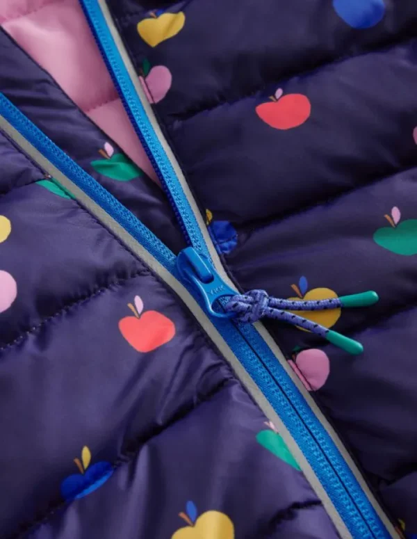 Hot Boden Bequem verstaubare, wattierte Jacke-Schuluniform-Marineblau Regenbogen Äpfel Schuluniform-MarineblauRegenbogenÄpfel