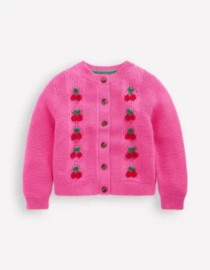 Fashion Boden Bestickte Pointelle-Strickjacke-Rosenblütenrosa Kirschen RosenblütenrosaKirschen