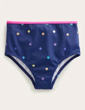 Discount Boden Bikinihose mit hohem Bund-Harmonisches Blau, Goldtupfen HarmonischesBlau,Goldtupfen