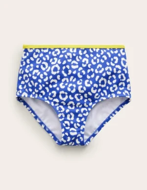 Fashion Boden Bikinihose mit hohem Bund-Blau Leopard BlauLeopard