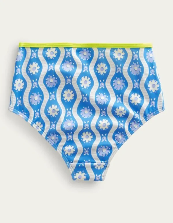 Flash Sale Boden Bikinihose mit hohem Bund-Penzance-Blau, Gänseblümchen/Wellen Penzance-Blau,Gänseblümchen/Wellen