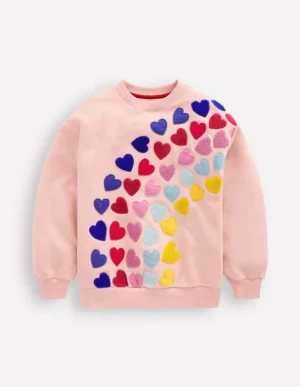 Store Boden Bouclé-Sweatshirt mit Grafik-Kreiderosa Herzen KreiderosaHerzen