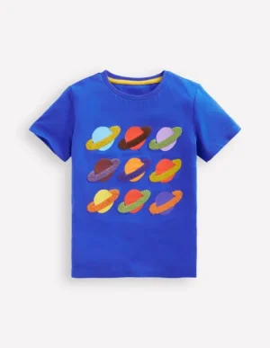 Sale Boden Bouclé-T-Shirt-Eisvogel Blau Weltall EisvogelBlauWeltall