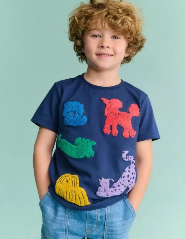 Discount Boden Bouclé-T-Shirt-Segelblau, Hunde Segelblau,Hunde