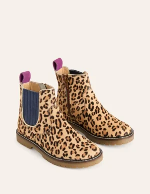 Online Boden Chelsea-Stiefel aus Leder-Mohair, Leopardenmuster Mohair,Leopardenmuster