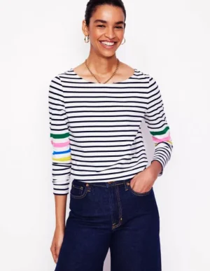 Best Sale Boden Ella Breton-Shirt mit langen Ärmeln-Naturweiß Bunt Platzierung auf den Ärmeln NaturweißBuntPlatzierungaufdenÄrmeln