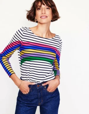 Fashion Boden Ella Breton-Shirt mit langen Ärmeln-Bretonshirt mit Regenbogen BretonshirtmitRegenbogen