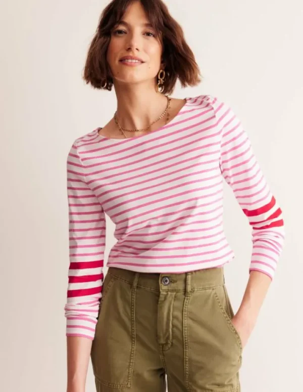 Best Sale Boden Ella Breton-Shirt mit langen Ärmeln-Naturweiß, Rot und Festliches Rosa Naturweiß,RotundFestlichesRosa