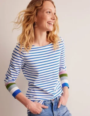 Cheap Boden Ella Breton-Shirt mit langen Ärmeln-Directoire-Blau und Malve Dunst Directoire-BlauundMalveDunst