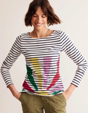 Flash Sale Boden Ella Breton-Shirt mit langen Ärmeln-Bunt, Motiv Sunshine Pop Bunt,MotivSunshinePop