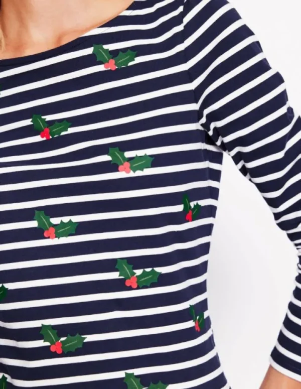 Outlet Boden Ella Breton-Shirt mit langen Ärmeln-Marineblau, Holly Gestreift Marineblau,HollyGestreift