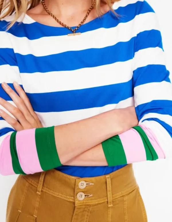 Flash Sale Boden Ella Breton-Shirt mit langen Ärmeln-Galerieblau, Smaragdgrüne Bündchen Galerieblau,SmaragdgrüneBündchen