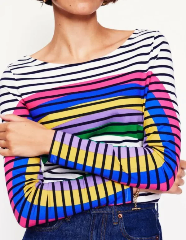 Fashion Boden Ella Breton-Shirt mit langen Ärmeln-Bretonshirt mit Regenbogen BretonshirtmitRegenbogen