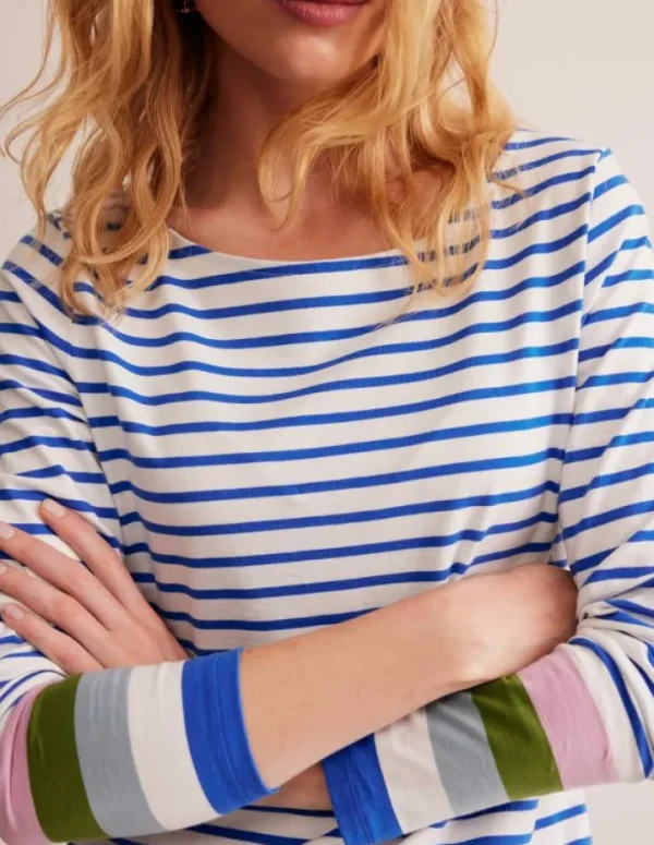 Cheap Boden Ella Breton-Shirt mit langen Ärmeln-Directoire-Blau und Malve Dunst Directoire-BlauundMalveDunst