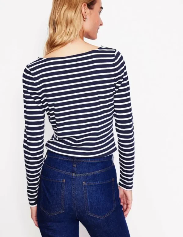 Outlet Boden Ella Breton-Shirt mit langen Ärmeln-Marineblau, Holly Gestreift Marineblau,HollyGestreift