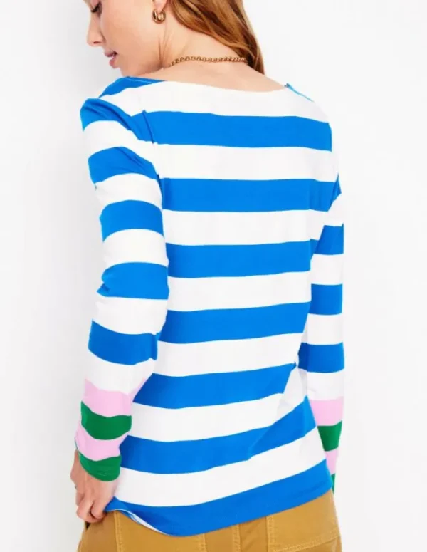 Flash Sale Boden Ella Breton-Shirt mit langen Ärmeln-Galerieblau, Smaragdgrüne Bündchen Galerieblau,SmaragdgrüneBündchen