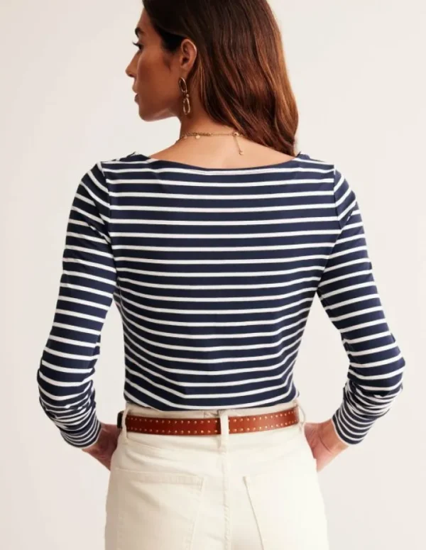 New Boden Ella Breton-Shirt mit langen Ärmeln-Marineblau, Naturweiß Marineblau,Naturweiß