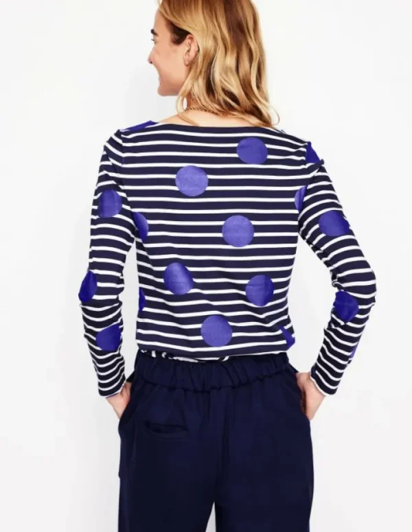 Hot Boden Ella Breton-Shirt mit langen Ärmeln-Marineblau, Naturweiß, Blaue Punkte Marineblau,Naturweiß,BlauePunkte