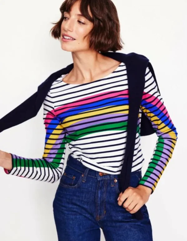 Fashion Boden Ella Breton-Shirt mit langen Ärmeln-Bretonshirt mit Regenbogen BretonshirtmitRegenbogen