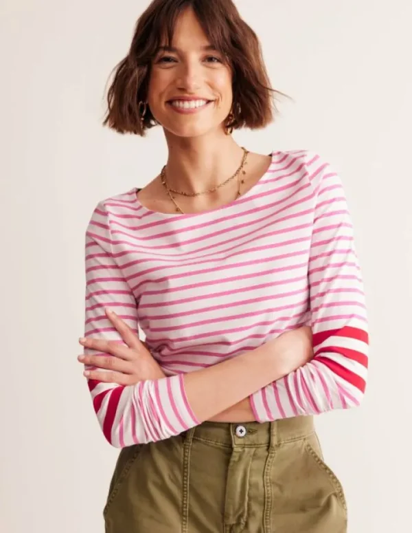 Best Sale Boden Ella Breton-Shirt mit langen Ärmeln-Naturweiß, Rot und Festliches Rosa Naturweiß,RotundFestlichesRosa