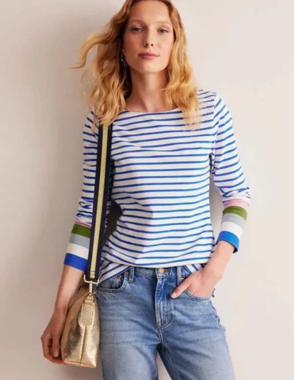 Cheap Boden Ella Breton-Shirt mit langen Ärmeln-Directoire-Blau und Malve Dunst Directoire-BlauundMalveDunst