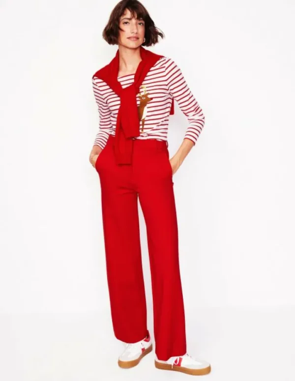 Shop Boden Ella Breton-Shirt mit langen Ärmeln-Rot, Rentier Gestreift Rot,RentierGestreift