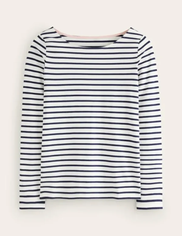 Online Boden Ella Breton-Shirt mit langen Ärmeln-Naturweiß, Marineblau Naturweiß,Marineblau