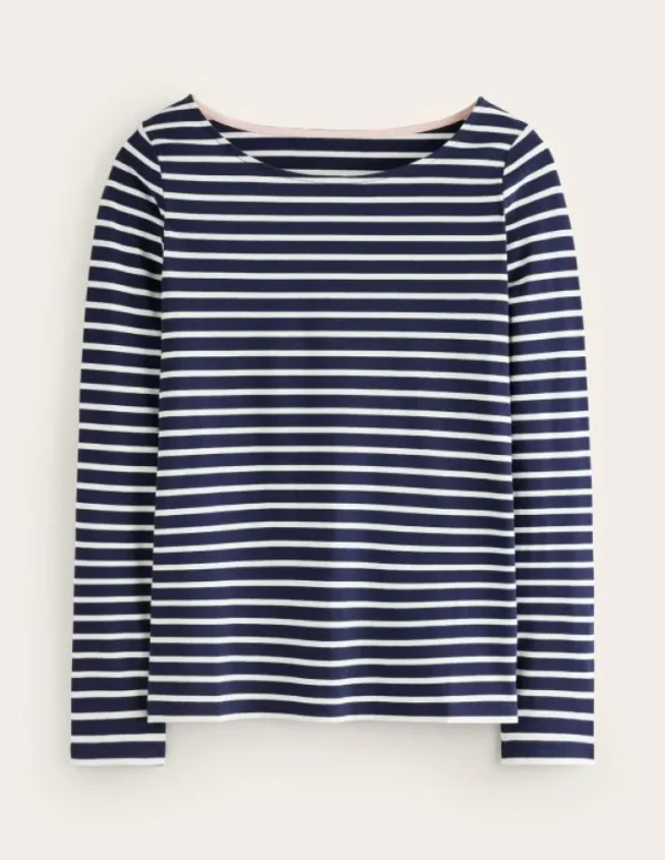 New Boden Ella Breton-Shirt mit langen Ärmeln-Marineblau, Naturweiß Marineblau,Naturweiß