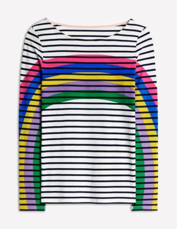 Fashion Boden Ella Breton-Shirt mit langen Ärmeln-Bretonshirt mit Regenbogen BretonshirtmitRegenbogen