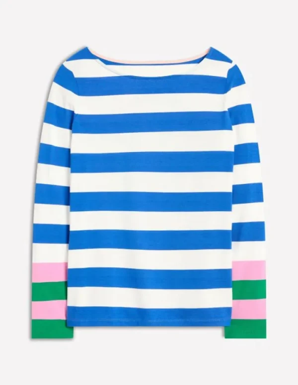 Flash Sale Boden Ella Breton-Shirt mit langen Ärmeln-Galerieblau, Smaragdgrüne Bündchen Galerieblau,SmaragdgrüneBündchen