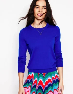 Discount Boden Emilia Baumwollpullover mit Rundhalsausschnitt- Blau