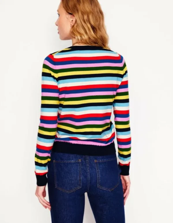 Store Boden Emilia Baumwollpullover mit Rundhalsausschnitt-Mohnblumenrot, Blau Bunt Mohnblumenrot,BlauBunt