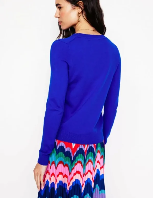 Discount Boden Emilia Baumwollpullover mit Rundhalsausschnitt- Blau