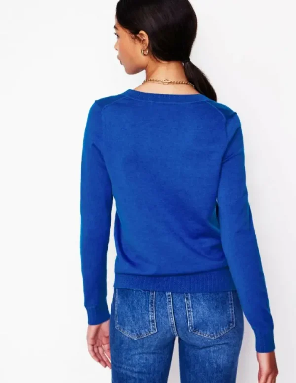 Cheap Boden Emilia Baumwollpullover mit V-Ausschnitt-Leuchtendes Blau LeuchtendesBlau