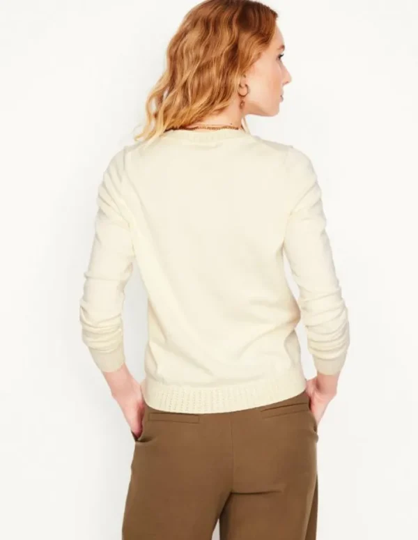 Sale Boden Emilia Baumwollpullover mit Rundhalsausschnitt-Warmes Naturweiß WarmesNaturweiß