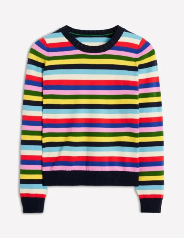 Store Boden Emilia Baumwollpullover mit Rundhalsausschnitt-Mohnblumenrot, Blau Bunt Mohnblumenrot,BlauBunt