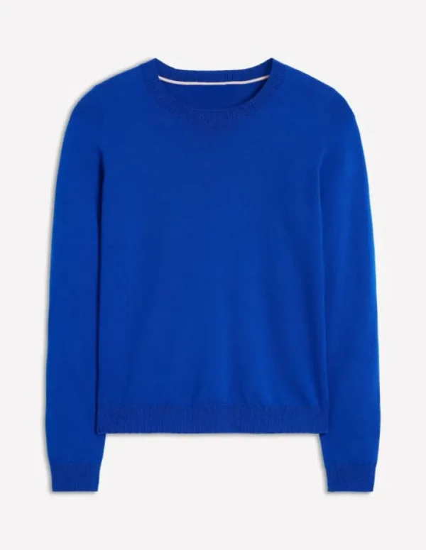 Discount Boden Emilia Baumwollpullover mit Rundhalsausschnitt- Blau