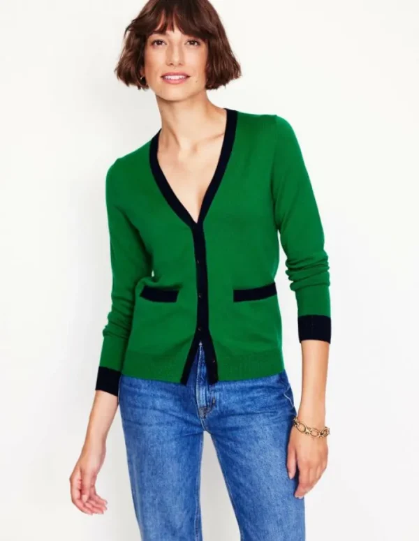 Shop Boden Emilia Baumwollstrickjacke mit V-Ausschnitt-Sattes Smaragdgrün SattesSmaragdgrün